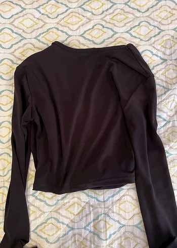 Siyah Drapeli Uzun Kollu Kadın Bluz - Görsel 3