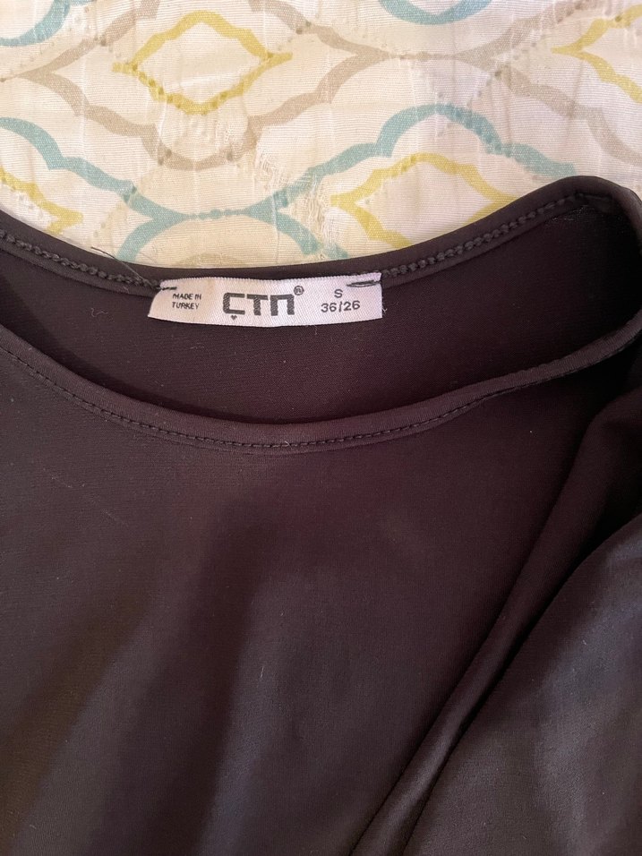 Siyah Drapeli Uzun Kollu Kadın Bluz - Görsel 2