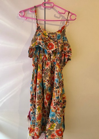 Çiçek Desenli Bohem Mini Elbise - Görsel 2