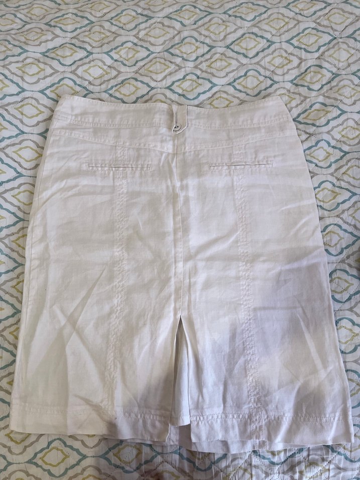 Düğmeli Beyaz Midi Etek - Görsel 3