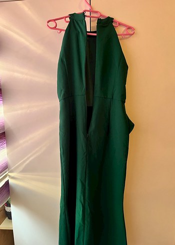 Drapeli Yeşil Midi Abiye Elbise - Görsel 4