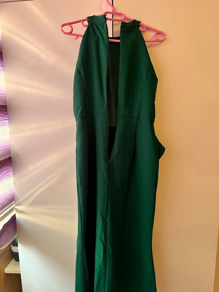 Drapeli Yeşil Midi Abiye Elbise - Görsel 4