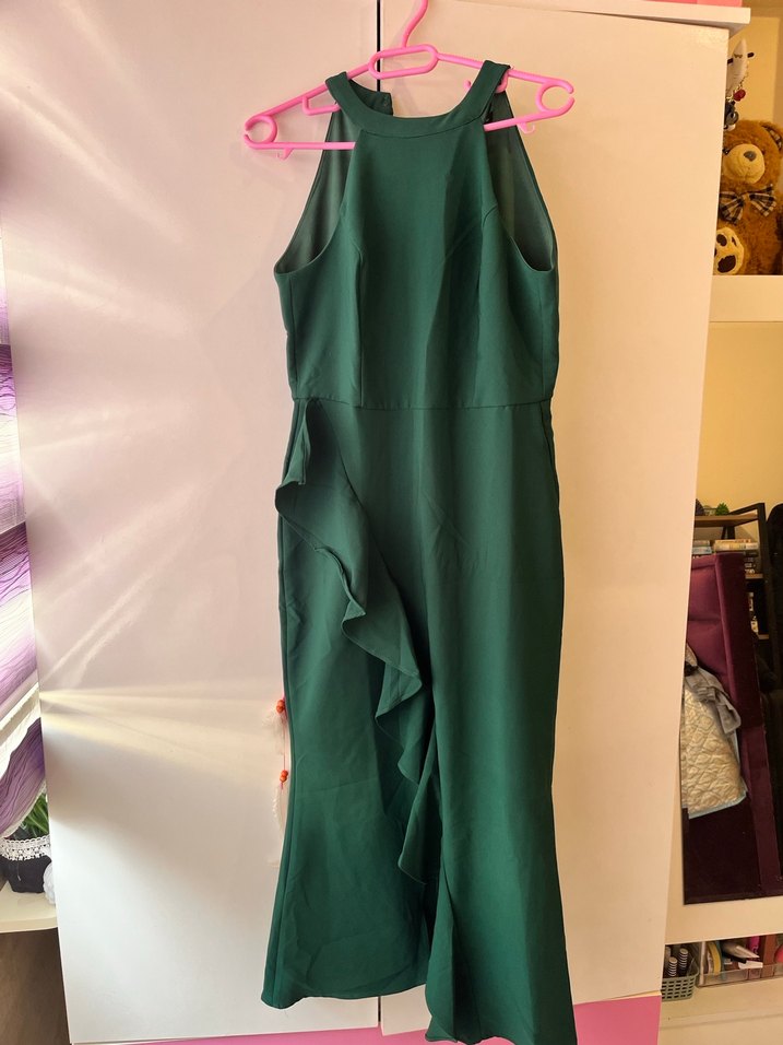 Drapeli Yeşil Midi Abiye Elbise - Görsel 2