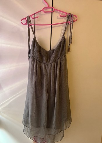 Gri Boyundan Bağlamalı Elbise - Görsel 3