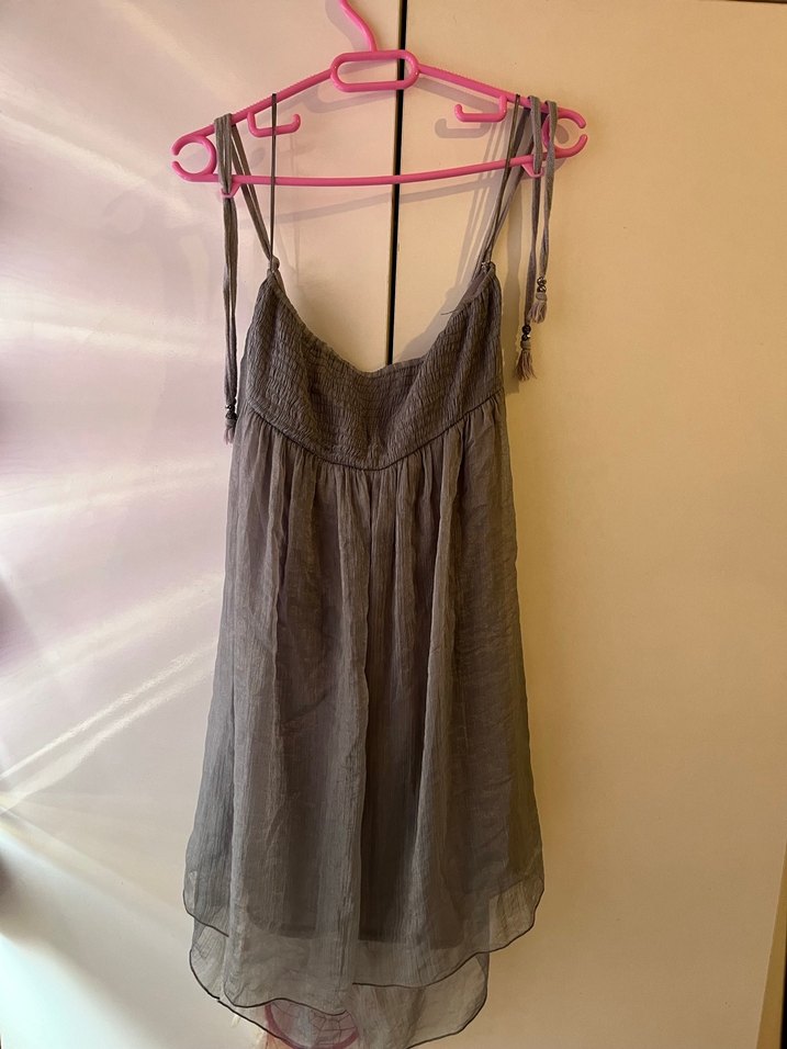 Gri Boyundan Bağlamalı Elbise - Görsel 3