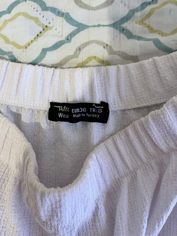 Beyaz Keten Fırfırlı Mini Etek - Görsel 2