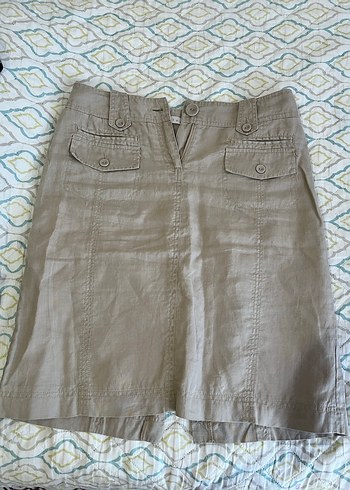 Koton Düğmeli Bej Midi Etek - Görsel 2