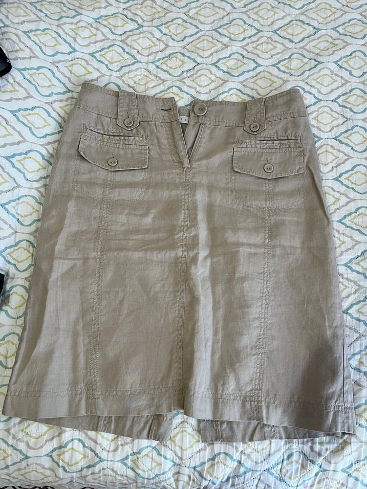 Koton Düğmeli Bej Midi Etek - Görsel 2