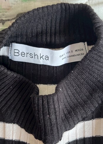 Bershka Kadın Siyah Beyaz Çizgili Kazak - Görsel 2