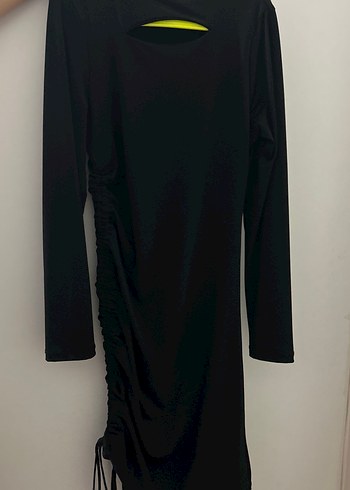 Siyah Uzun Kollu Midi Elbise - Görsel 3