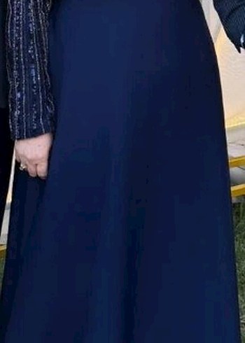 48 Beden İşlemeli Mavi Uzun Abiye elbise