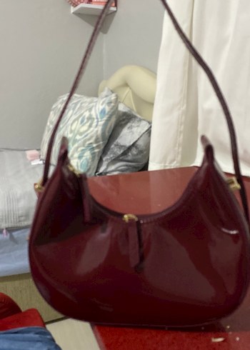 Klasik Bordo Deri Kadın Omuz Çantası - Görsel 2