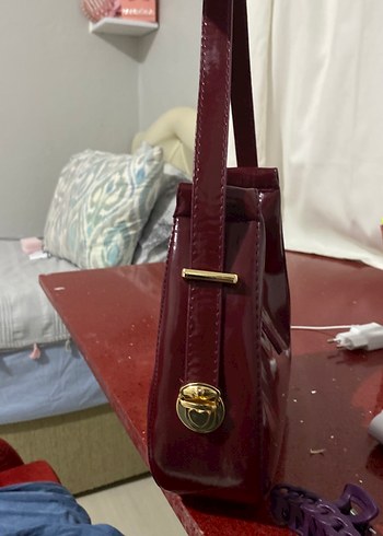 Klasik Bordo Deri Kadın Omuz Çantası - Görsel 3