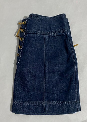 Koyu Mavi Kadın Kot Mini Etek - Görsel 3