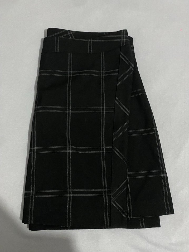 Siyah Ekose Mini Etek - Görsel 3