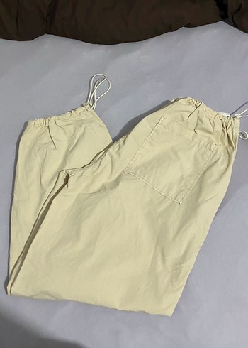 Bej Rahat Kesim Kadın Pantolon parasut pant - Görsel 2