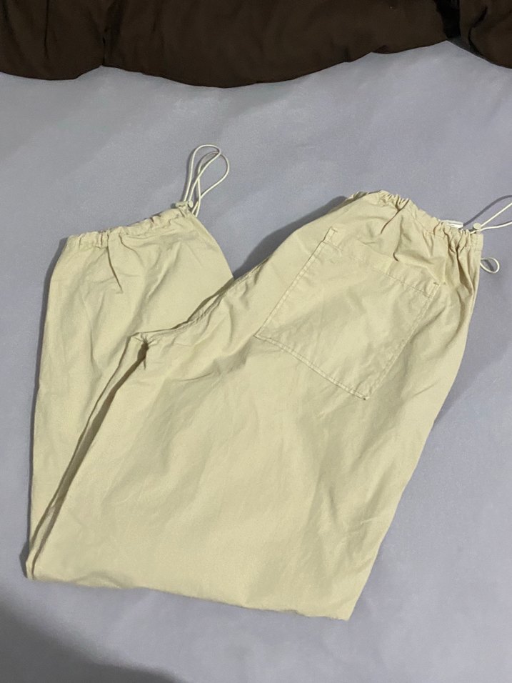 Bej Rahat Kesim Kadın Pantolon parasut pant - Görsel 2