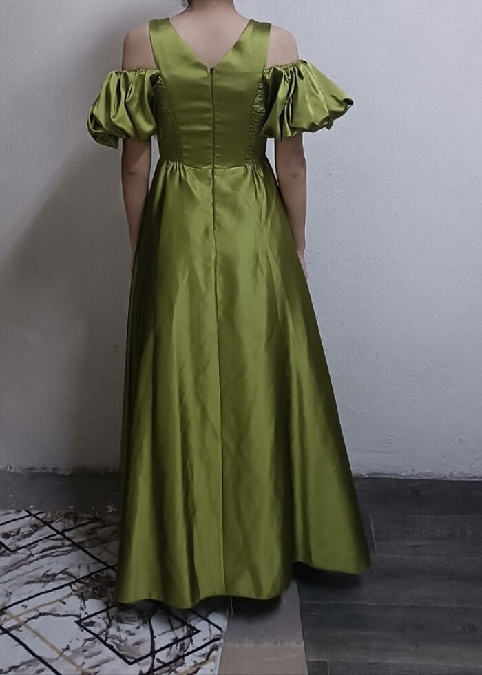 Zeytin yeşili elbise  - Görsel 3