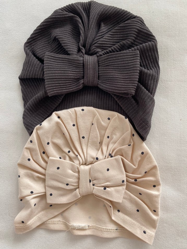 Gri ve Puantiyeli Pilili Pamuklu Çocuk Bere - Görsel 2