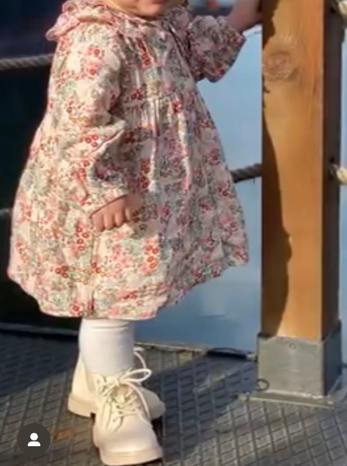 Çiçek Desenli Pamuklu Uzun Kollu Kız Elbisesi - Görsel 3