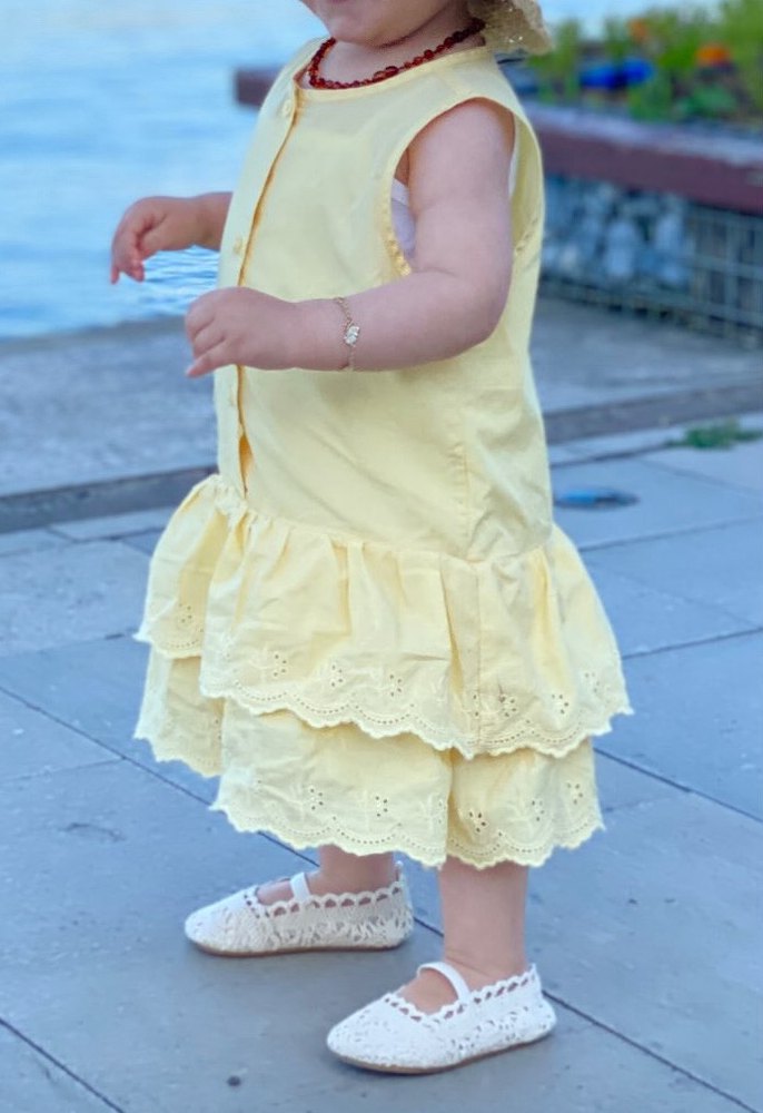 Kız Çocuk Sarı Fırfırlı Kolsuz Elbise - Görsel 3