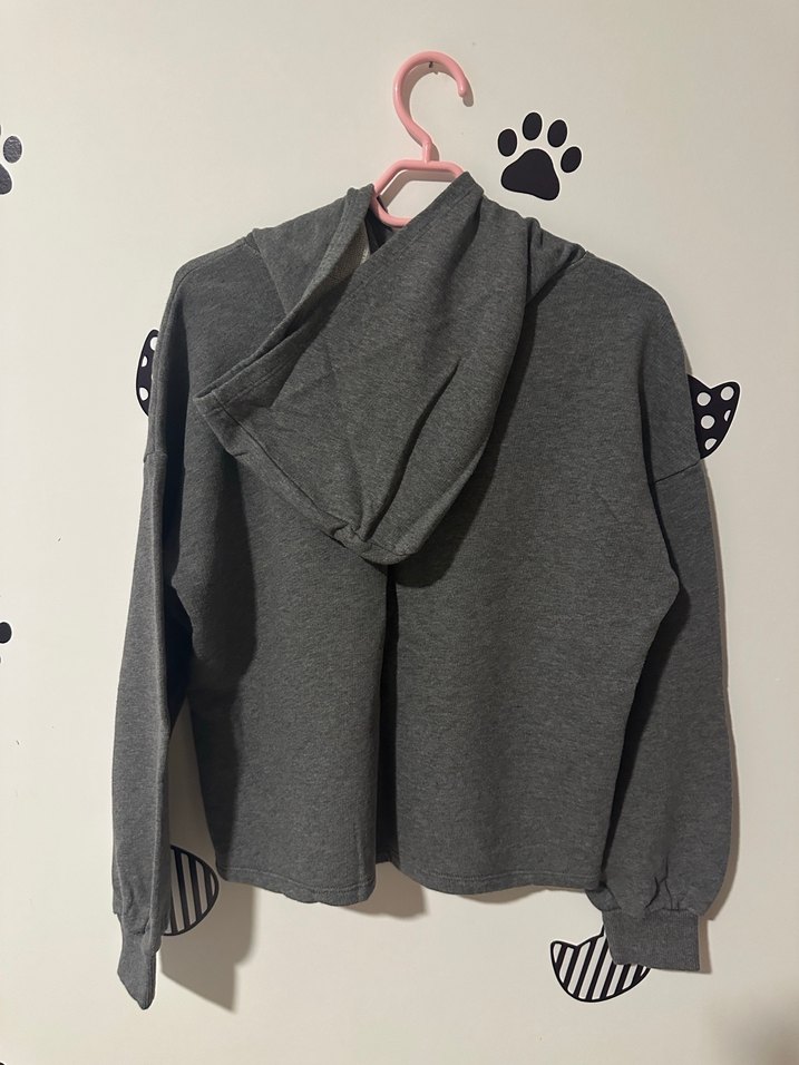 Gri Kapüşonlu kız çocuk Sweatshirt - Görsel 2