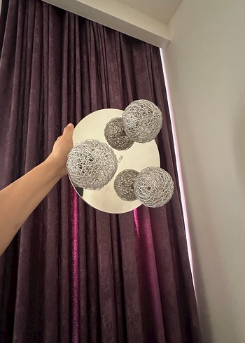 Beyaz İplik Detaylı Tavan Lambası - Görsel 2