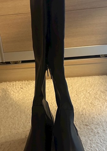 Siyah Deri Diz Üstü ninewest çizme - Görsel 2