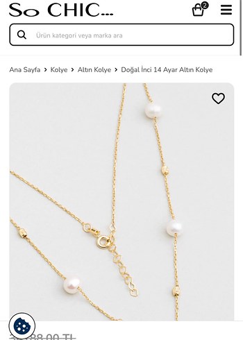 Zincir Detaylı Altın İnci Kolye so chic - Görsel 2
