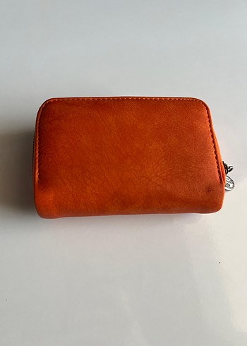 Diğer Deri Fermuarlı Kadın Cüzdanı - turuncu