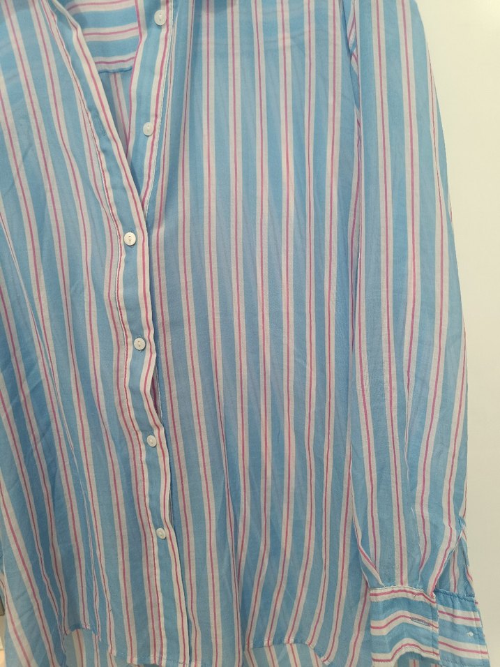 Mavi Çizgili Stradivarius gömlek - Görsel 3