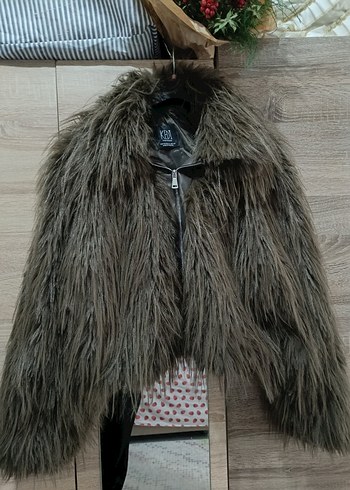 Kahverengi Kadın Kürk Mont - Görsel 2