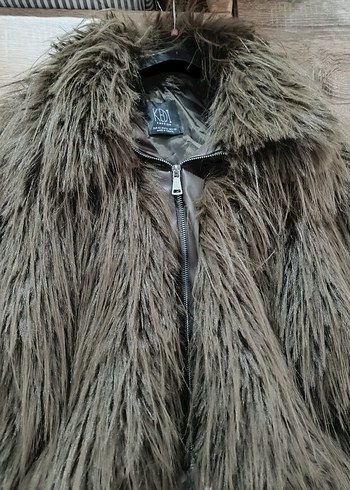 Kahverengi Kadın Kürk Mont - Görsel 3
