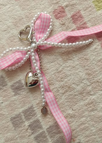 kurdele ve incili çanta süsü, anahtarlık - Görsel 5