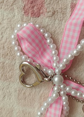 kurdele ve incili çanta süsü, anahtarlık - Görsel 4