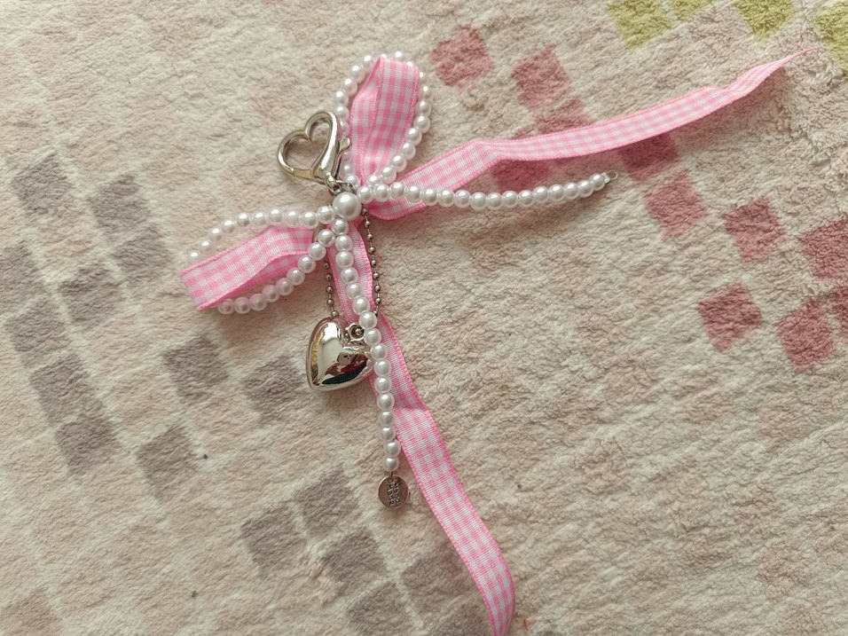 kurdele ve incili çanta süsü, anahtarlık - Görsel 5