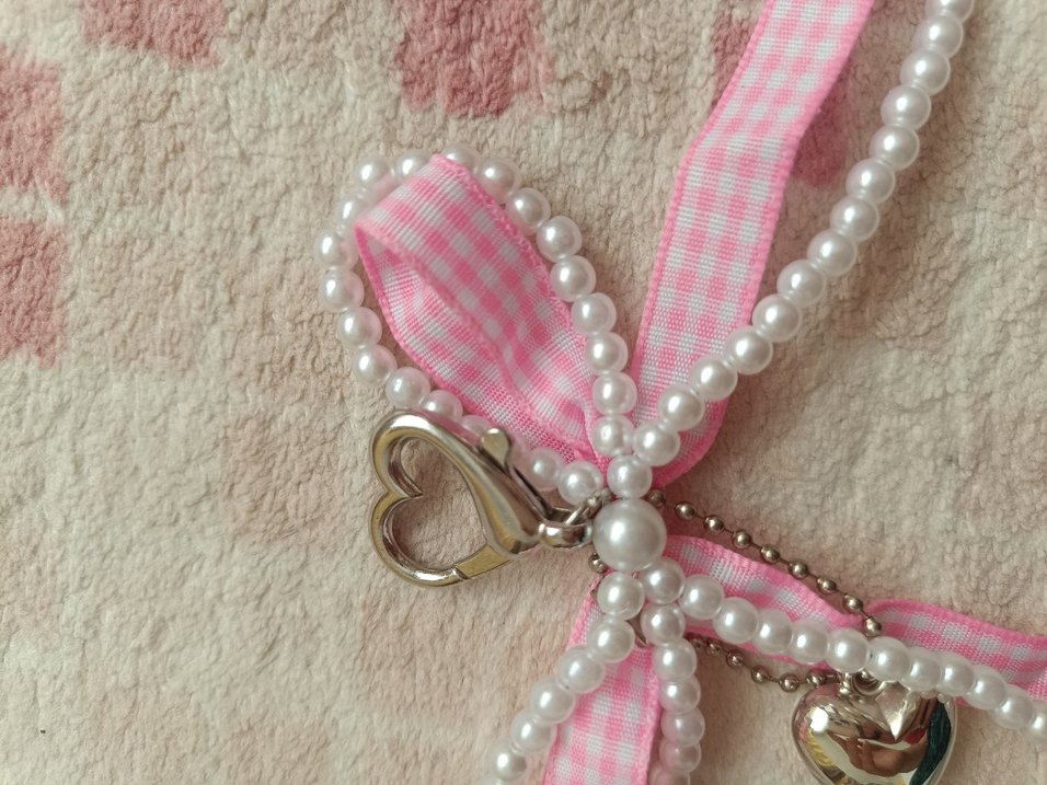 kurdele ve incili çanta süsü, anahtarlık - Görsel 4