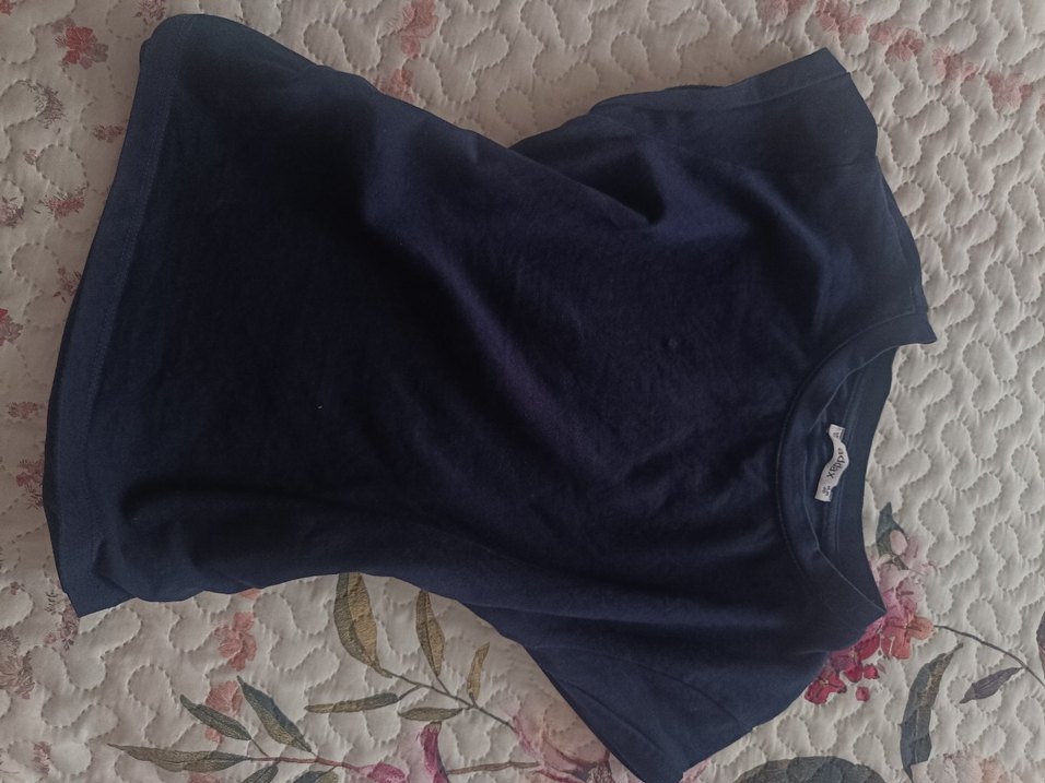 lacivert Kısa Kollu Dar Kesim Kadın Tişört - Görsel 3