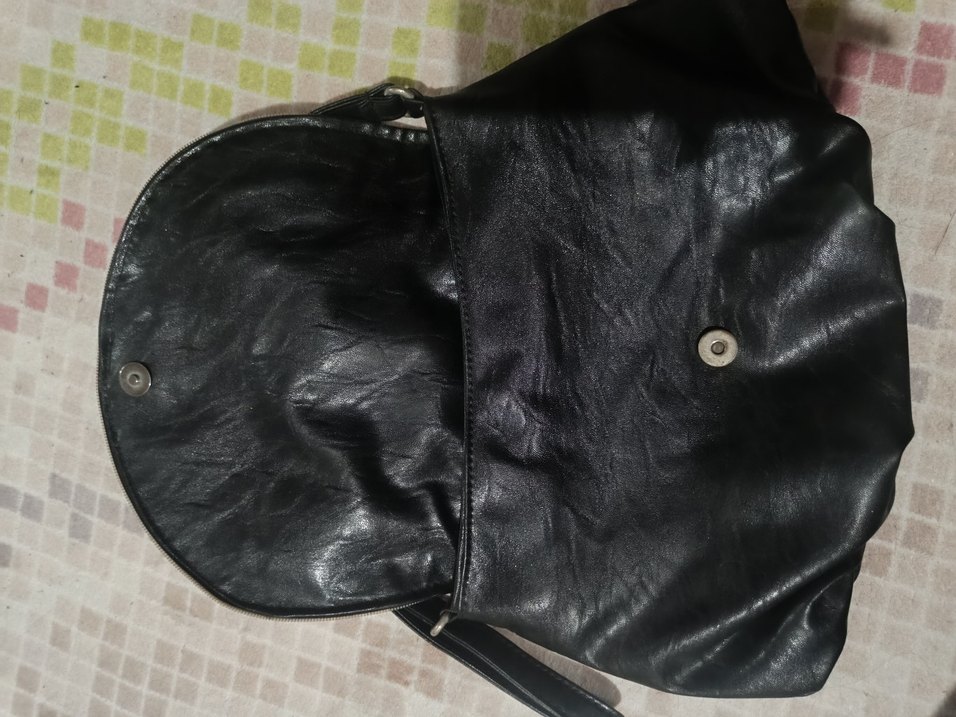 Siyah Deri Kadın Biker Çanta - Görsel 2