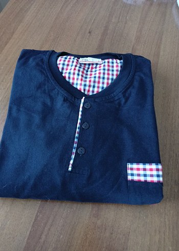 Lacivert Erkek Pijama Takımı Uzun Kollu  L beden - Görsel 3