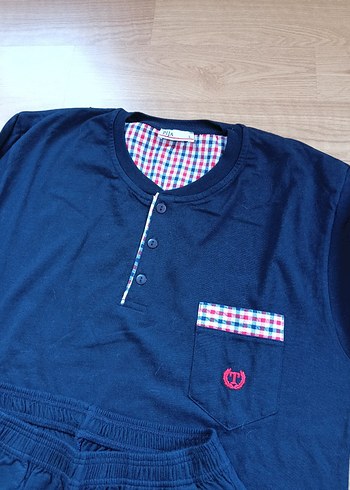 Lacivert Erkek Pijama Takımı Uzun Kollu  L beden - Görsel 6