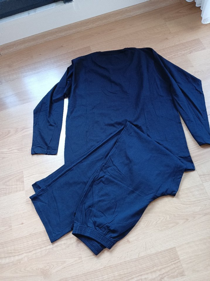 Lacivert Erkek Pijama Takımı Uzun Kollu  L beden - Görsel 2