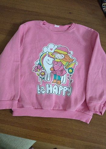 Kız Çocuk Pembe Baskılı Sweatshirt 5 6 yaş - Görsel 2