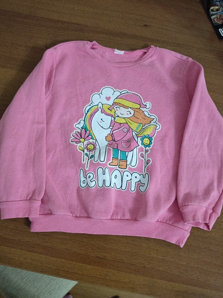 Kız Çocuk Pembe Baskılı Sweatshirt  5  6  yaş - Görsel 2
