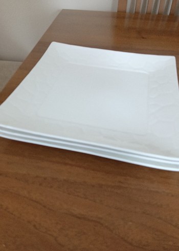 Beyaz Kare Tabak  servıs tabagı 3 adet - Görsel 3