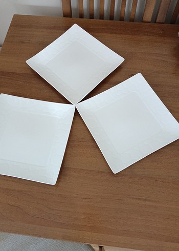 Beyaz Kare Tabak  servıs tabagı 3 adet - Görsel 5