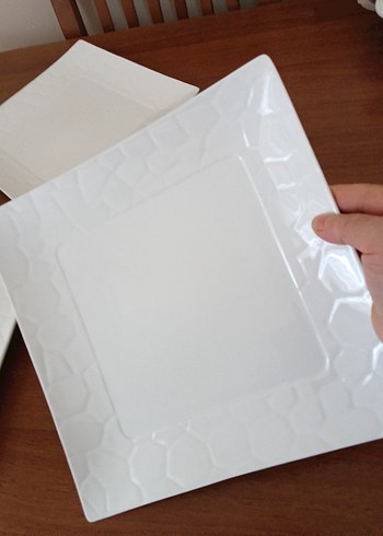 Beyaz Kare Tabak  servıs tabagı 3 adet - Görsel 4