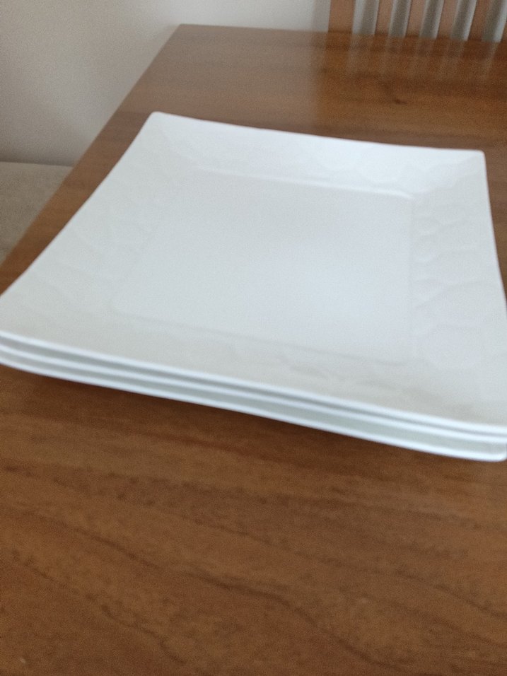 Beyaz Kare Tabak  servıs tabagı 3 adet - Görsel 3