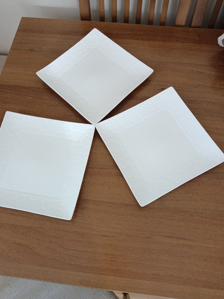 Beyaz Kare Tabak  servıs tabagı 3 adet - Görsel 5