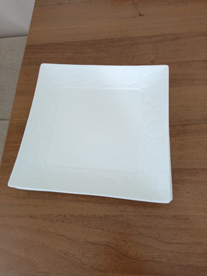 Beyaz Kare Tabak  servıs tabagı 3 adet - Görsel 2